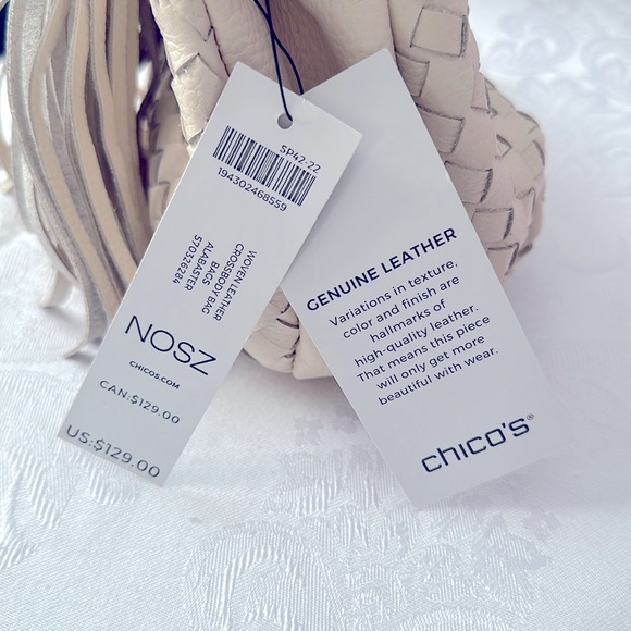 NWT Chico’s Woven leather crossbody bag Alabaster off white - Picture 9 of 15